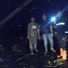 Penanganganan Kejadian Cuaca EKstrim dan Pohon Tumbang di Kecamatan Balongan